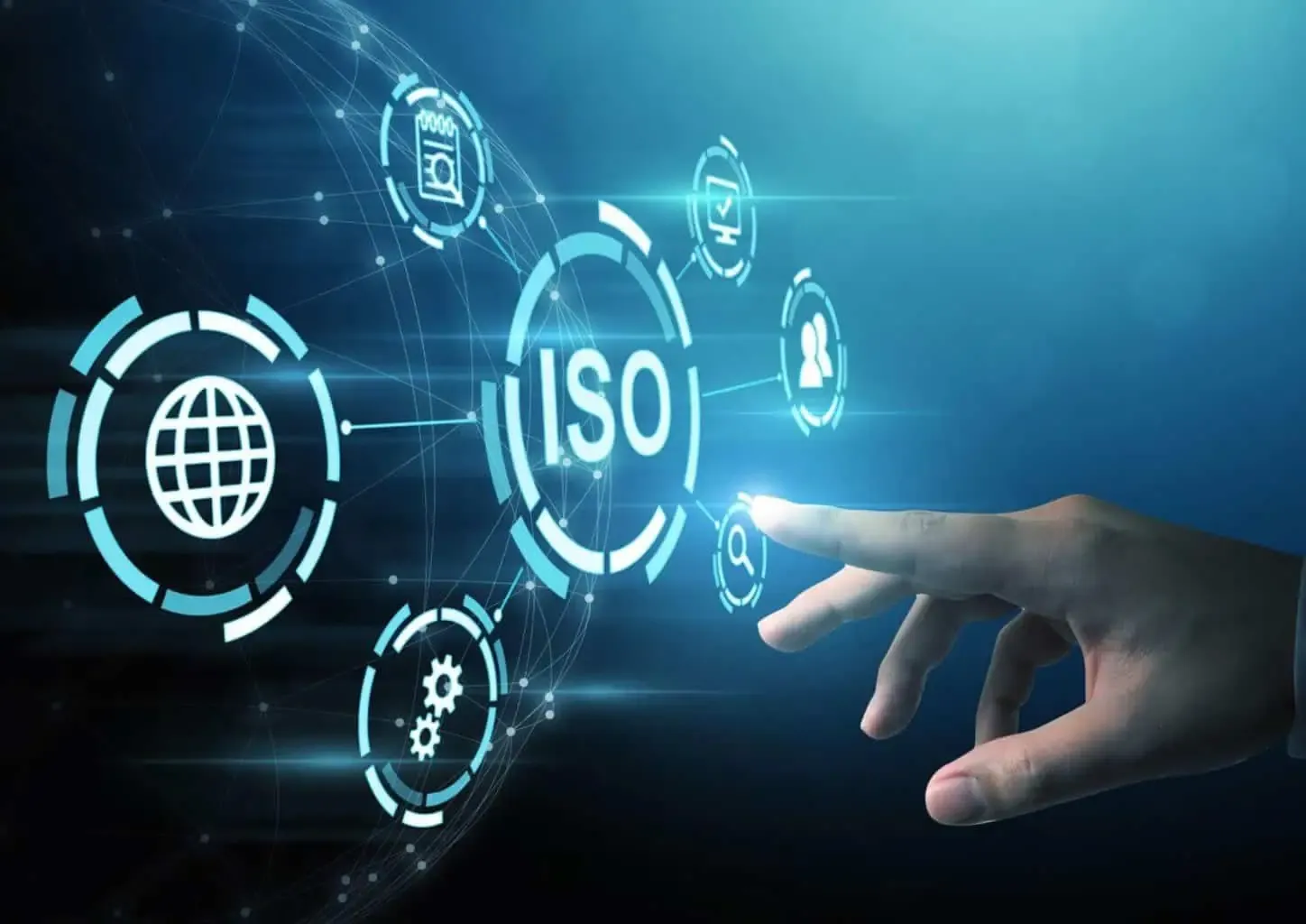 Hand interacting with ISO digital interface.