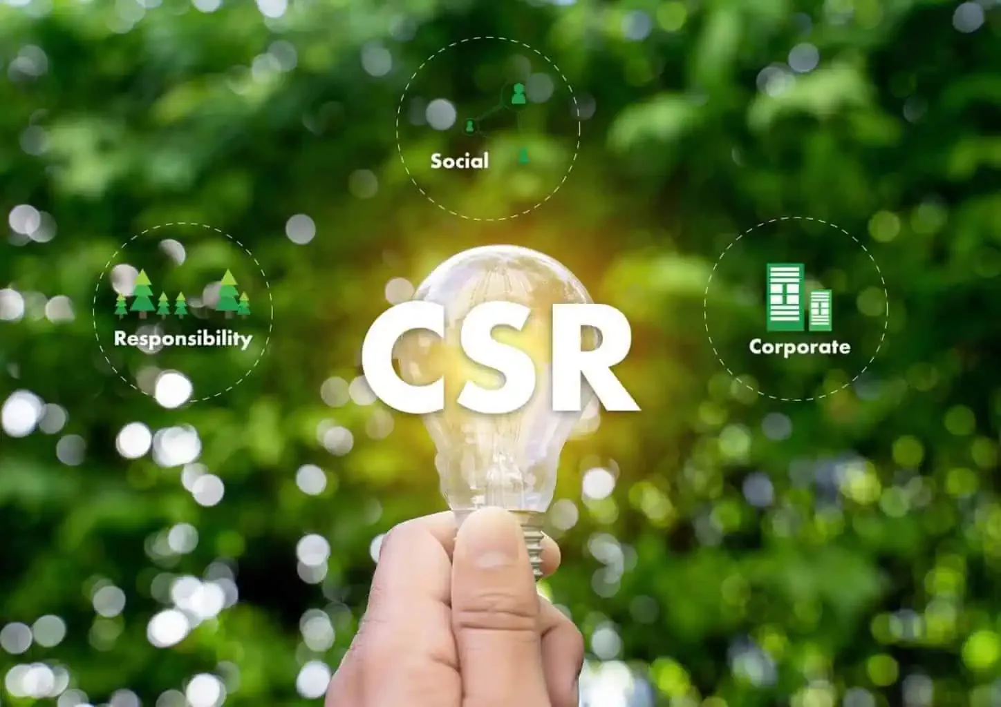 CSR concept with light bulb outdoors