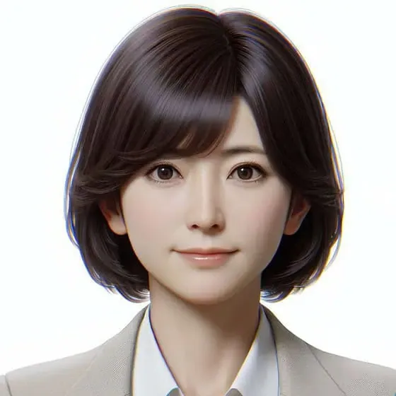 Realistic illustration of a woman with short hair.