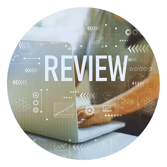 Person reviewing data on a laptop screen