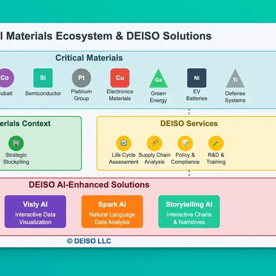 Critical materials ecosystem and DEISO AI-enhanced solutions.