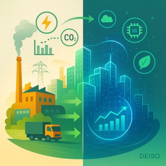 Transition from pollution to sustainable energy technology.