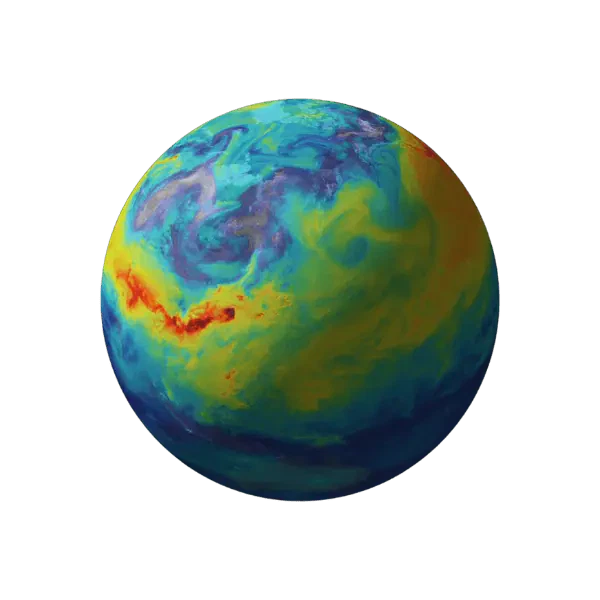 Immagine colorata e vorticosa di un pianeta