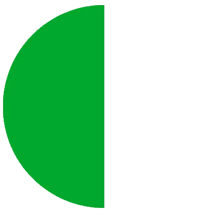 Green half-circle graphic icon on green background.