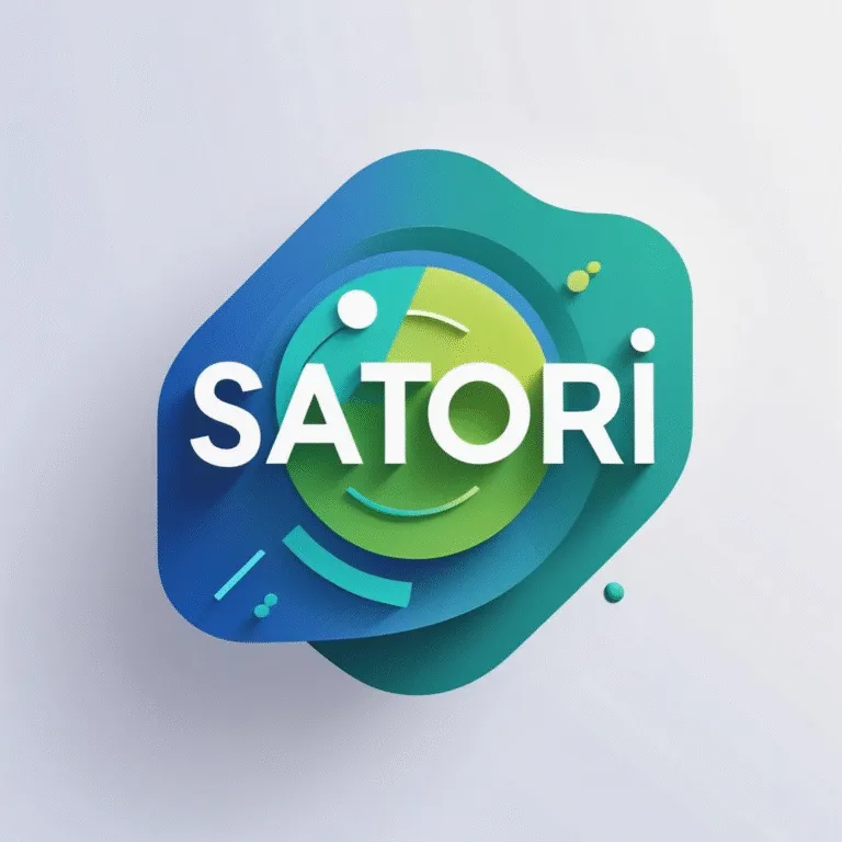 Satori logo with abstract colorful shapes
