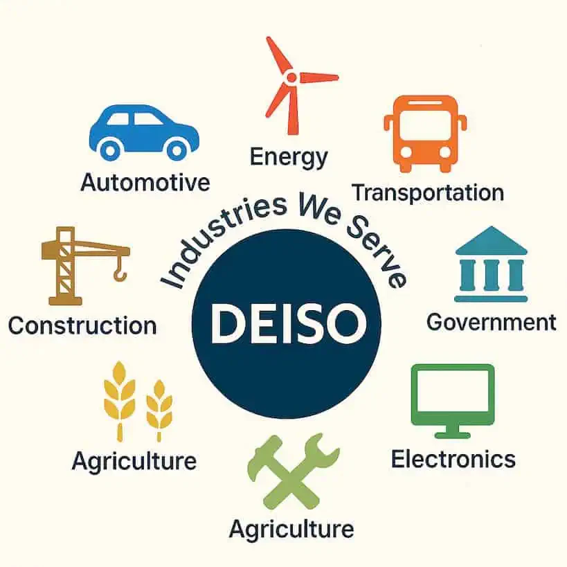 DEISO sert des industries diverses comme l'énergie et les transports.