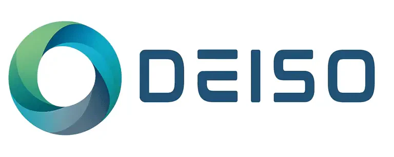 Deiso-logo met groenblauw abstract ontwerp
