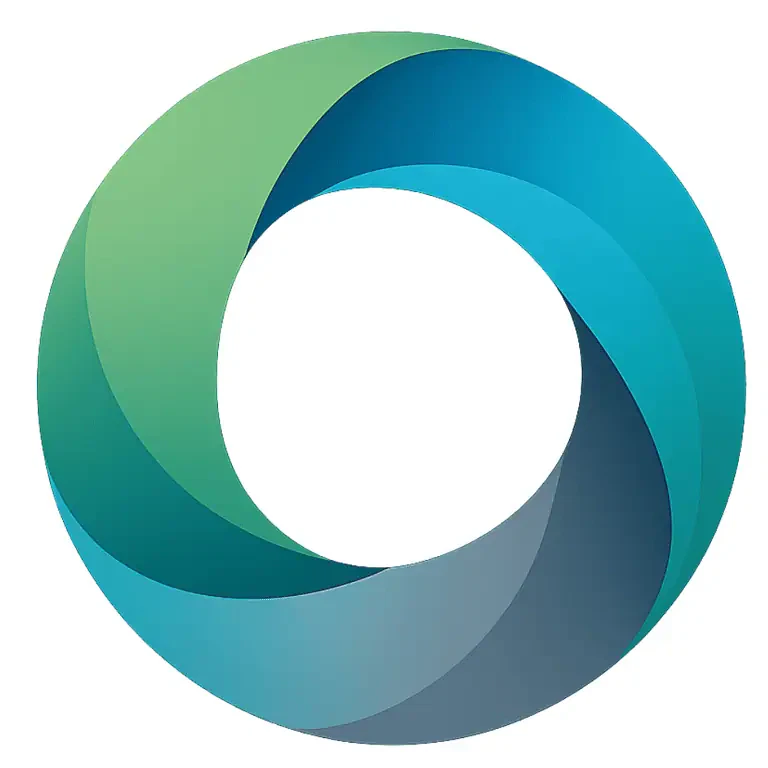 Kleurrijk cirkelvormig ontwerp met groene en blauwe tinten.