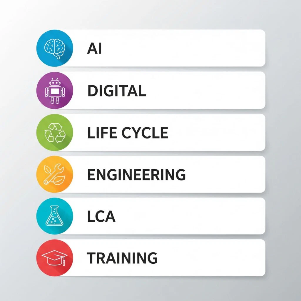 AI, Digitaal, Levenscyclus, Engineering, LCA, Training-iconen