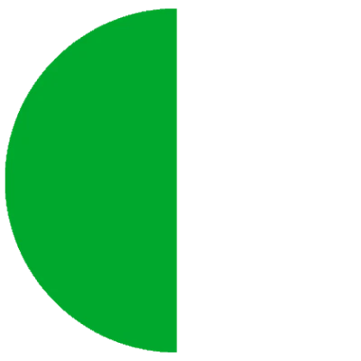 Icona grafica semicircolare verde su sfondo verde.