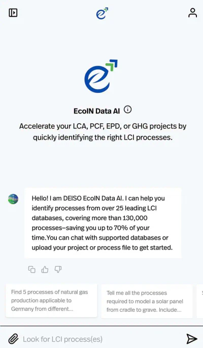 Panoramica dell'interfaccia e delle funzionalità di EcoIN Data AI.