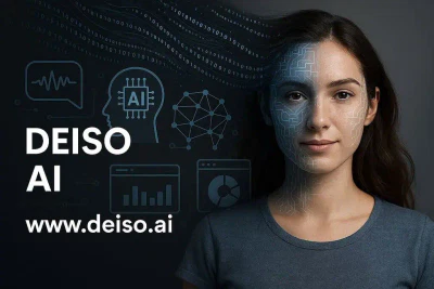 Grafica basata sulla tecnologia AI con volto umano e progettazione di circuiti.